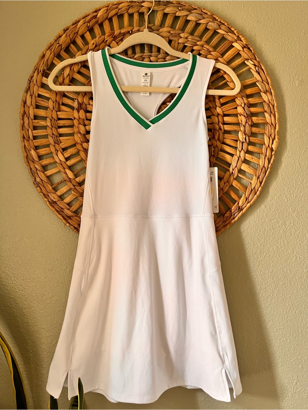 90 Degree By Reflex White Tennis Dress with Green Trim